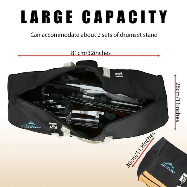 Alt view image 3 of 7 - Drum Hardware Bag Drum Set Hardware Carry Bag with Removable Shoulder Strap Drum Stand Accessory Bag (Black