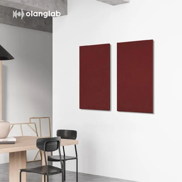 Alt view image 6 of 7 - Sound Acoustic Panels 2 Pack, 24''x48'' Fiberglass Acoustic Wall Panels 2'' Thick, Large Sound Proof Panels for Walls (Burgundy)