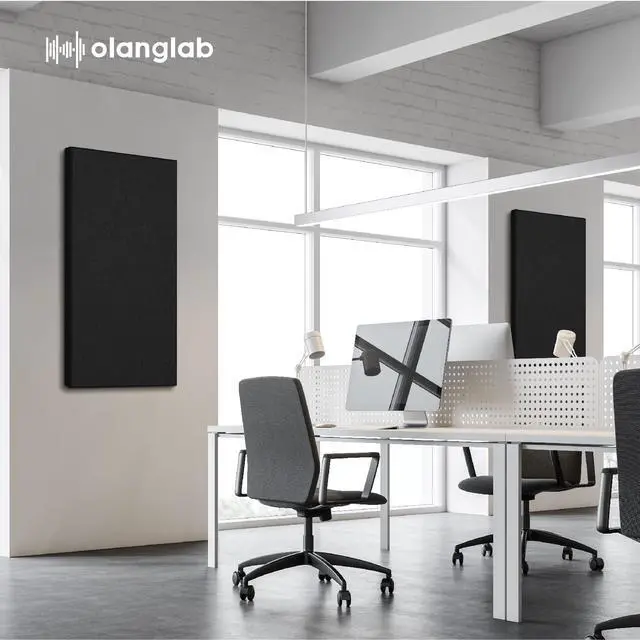 Alt view image 3 of 7 - Sound Acoustic Panels 2 Pack, 24''x48'' Fiberglass Acoustic Wall Panels 2'' Thick, Large Sound Proof Panels for Walls (Black)