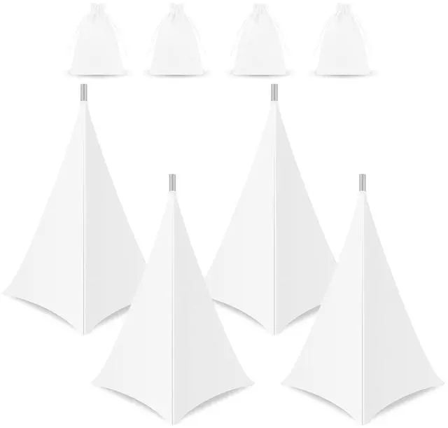 Main image of 360 Degree DJ Speaker Stand Cover with Storage Bag 4 Pack, White | Cable Concealment, for Stage Gig, Wedding and Banquet Event, Tripod Skirt Skrim