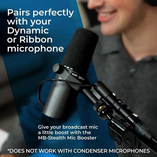 Alt view image 2 of 6 - Coda MB-Stealth in-Line Microphone Preamp Mic Gain Booster 28 dB Clean Gain | For Dynamic and Ribbon Mics, 48V Phantom Power, Ultra Low Noise, Podcast or Livestream