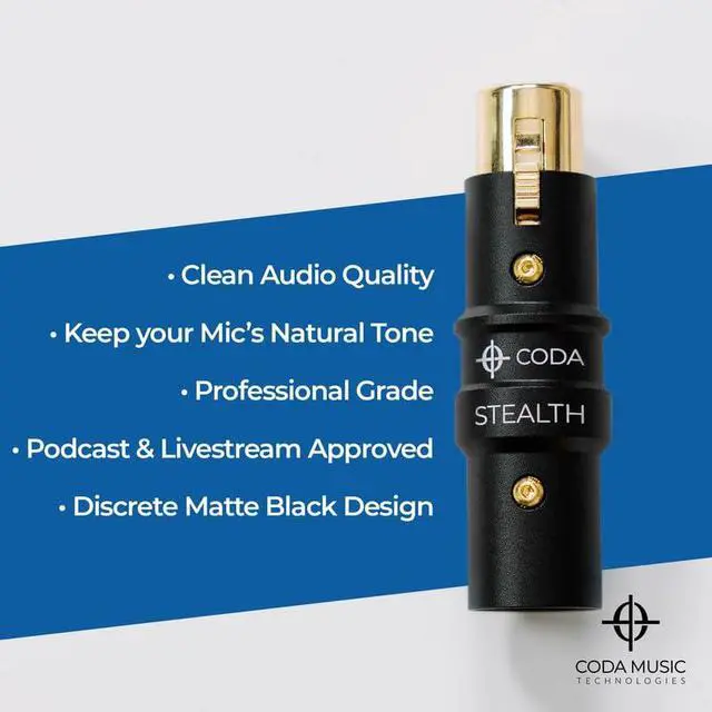 Alt view image 4 of 6 - Coda MB-Stealth in-Line Microphone Preamp Mic Gain Booster 28 dB Clean Gain | For Dynamic and Ribbon Mics, 48V Phantom Power, Ultra Low Noise, Podcast or Livestream