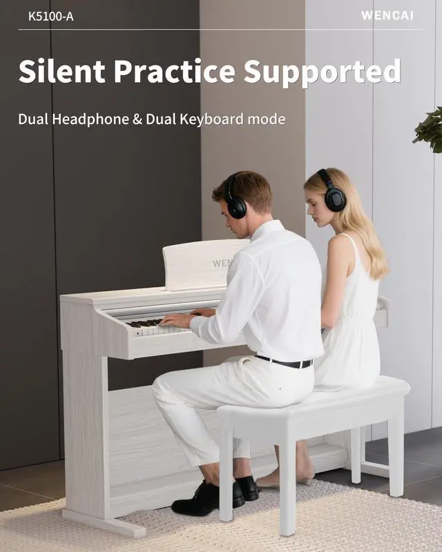 Alt view image 6 of 7 - 88 Keys Digital Piano Hammer Action Weighted Keyboard, White | Full Size Upright Electric Piano, Wooden Electronic Piano with Color Display for Beginner Professional, 3 Pedals