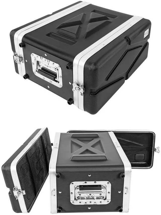 Main image of 4U ABS Rack Case Shallow 12" Depth,19" Rackmount Flight Road Travel Case,Waterproof ProtectiveHard Case with Customized Foam, Wireless Mic SystemStorage,Amps, Mixers,Microphone Receivers