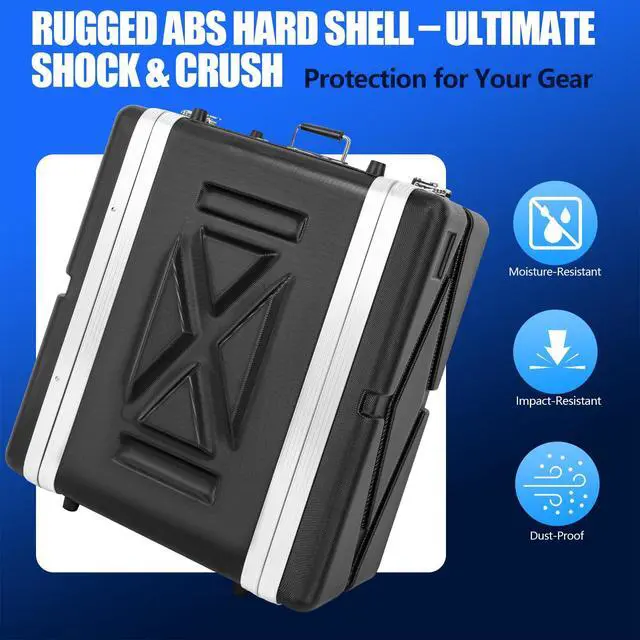 Alt view image 4 of 7 - 4U ABS Rack Case Shallow 12" Depth,19" Rackmount Flight Road Travel Case,Waterproof ProtectiveHard Case with Customized Foam, Wireless Mic SystemStorage,Amps, Mixers,Microphone Receivers