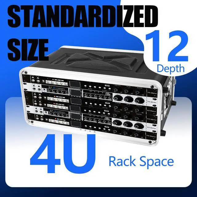 Alt view image 3 of 7 - 4U ABS Rack Case Shallow 12" Depth,19" Rackmount Flight Road Travel Case,Waterproof ProtectiveHard Case with Customized Foam, Wireless Mic SystemStorage,Amps, Mixers,Microphone Receivers