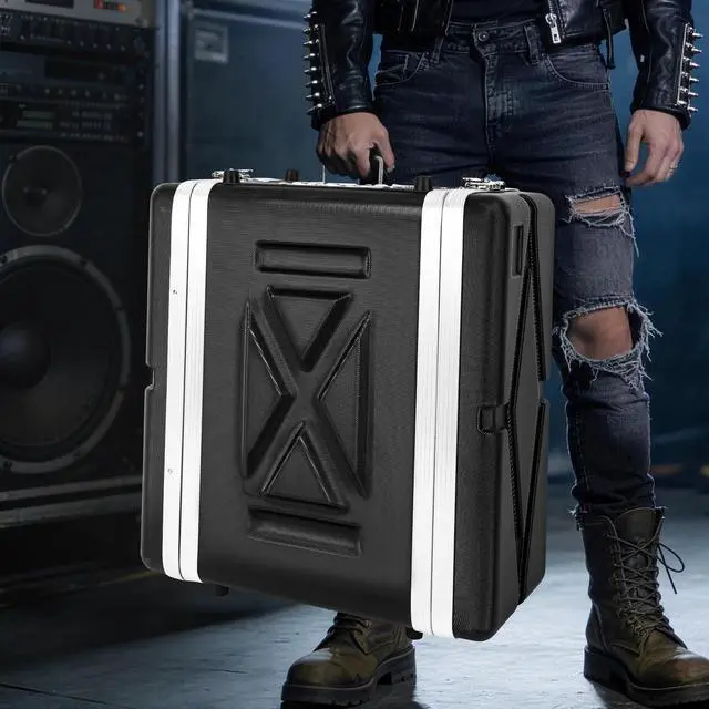 Alt view image 6 of 7 - 4U ABS Rack Case Shallow 12" Depth,19" Rackmount Flight Road Travel Case,Waterproof ProtectiveHard Case with Customized Foam, Wireless Mic SystemStorage,Amps, Mixers,Microphone Receivers