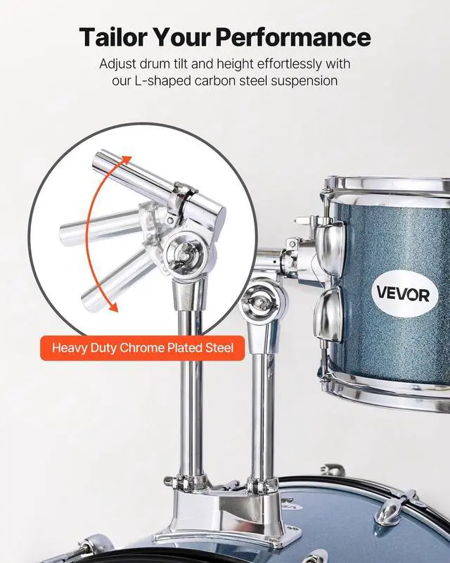 Alt view image 4 of 7 - Drum Set, 5-Piece 22 in Junior Drum Sets, Beginner Drums Set with Adjustable Throne, Cymbal, and Drumsticks, Musical Learning Drums Instrument Kit, for Beginner, Teens & Student (Gravel Blue)