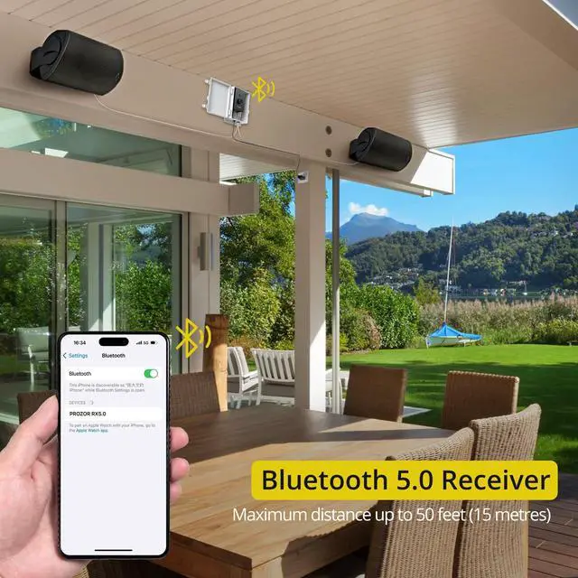 Alt view image 3 of 7 - Bluetooth 5.0 Power Amplifier for Outdoor Speakers, 200W+200W Stereo Amplifier, TPA3221 2 Channel amp Waterproof Mounting Box Supports Speakers