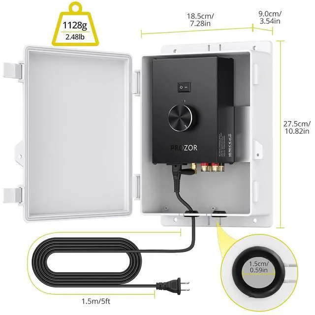 Alt view image 5 of 7 - Bluetooth 5.0 Power Amplifier for Outdoor Speakers, 200W+200W Stereo Amplifier, TPA3221 2 Channel amp Waterproof Mounting Box Supports Speakers