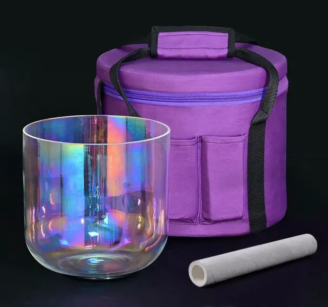 Main image of 440HZ 7 inch F Note Cosmic Light Clear Quartz Crystal Singing Bowl | Sound Meditation,Mindfulness,Relaxation, Includes Case Bags and Rubber Mallets