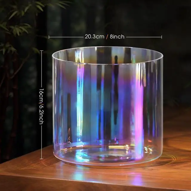 Alt view image 2 of 6 - 440HZ 7 inch F Note Cosmic Light Clear Quartz Crystal Singing Bowl | Sound Meditation,Mindfulness,Relaxation, Includes Case Bags and Rubber Mallets