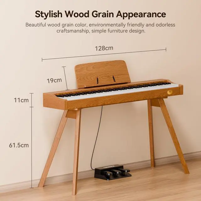 Alt view image 7 of 7 - Piano keyboard 88 Key Weighted Keys: Digitalkeyboard Piano 88 Key | Weighted Full Size Keyboard Digital Premium Sound MIDI Headphone Jack Triple Pedal Compact