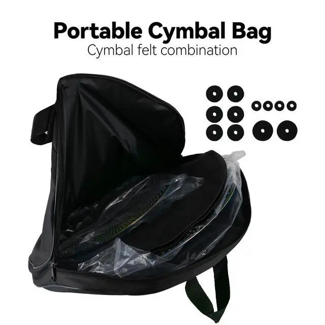 Alt view image 6 of 7 - 5 Pieces Low Volume Cymbal Pack with Cymbal Bag and Felts,Golden | Cymbals for Drum Set (14"Hi-hat+16"Crash+18"Crash+20"Ride)