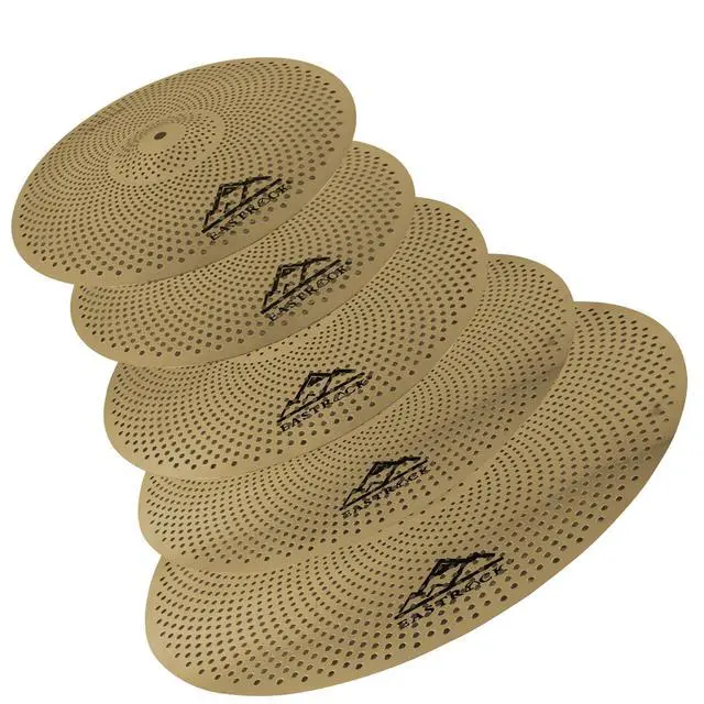 Alt view image 7 of 7 - 5 Pieces Low Volume Cymbal Pack with Cymbal Bag and Felts,Golden | Cymbals for Drum Set (14"Hi-hat+16"Crash+18"Crash+20"Ride)