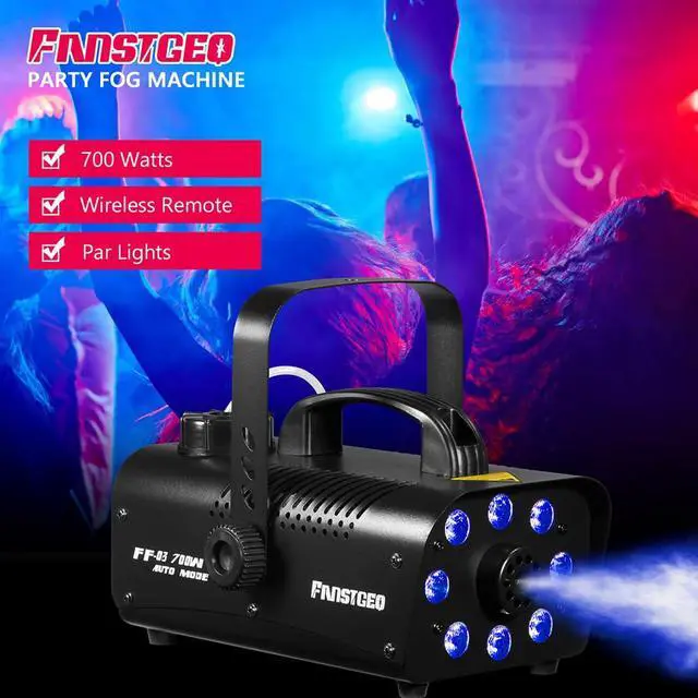 Alt view image 2 of 7 - 700W Fog Machine with 8 LED Lights, Wireless Remote Smoke Machine | 3 Light Modes, Manual/Auto Control, Fast Preheat, Safe Overheat Protection for Halloween Party Stage