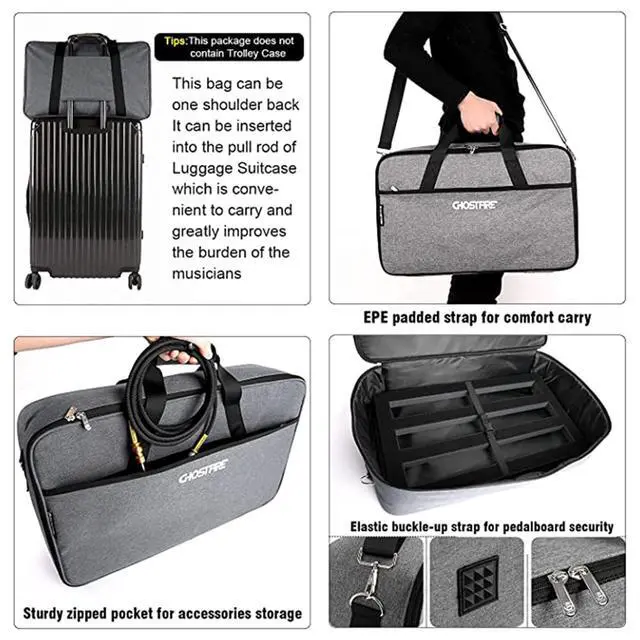 Alt view image 5 of 7 - Ghost Fire Guitar Pedal Board Aluminum Alloy 1.76lb Super light Effect Pedalboard 19.8''x11.5'' with Carry Bag,SPL-04