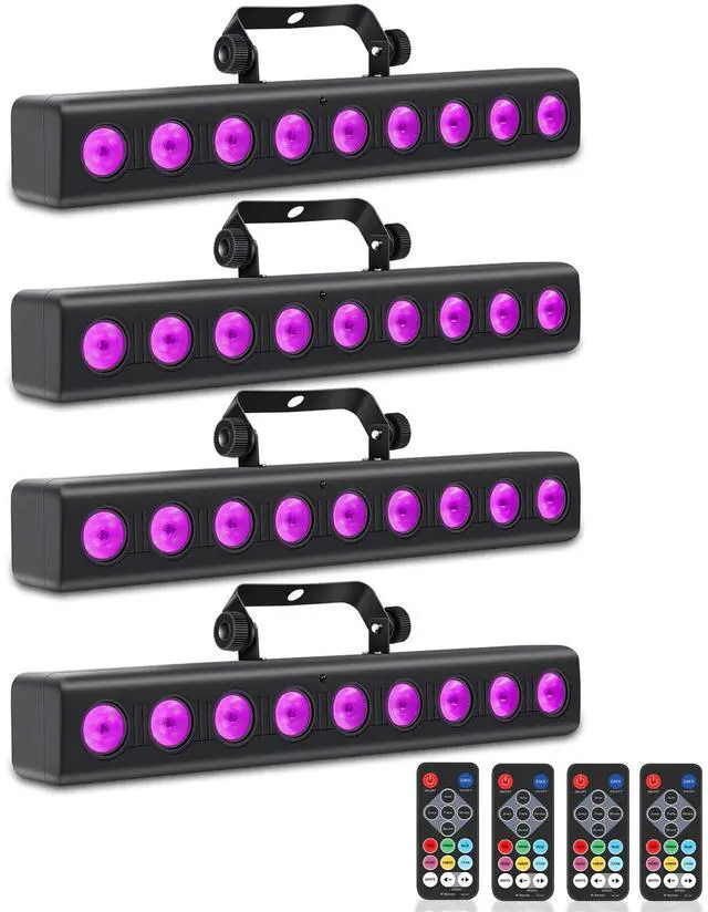 Main image of LED Stage Wash Light Bar,50W 9 LED 4IN1 RGBW DJ Stage Lights Bar with Remote Control Sound Activated DMX Stage Light for Church Events Wedding Disco Party DJ Lights 4Pack