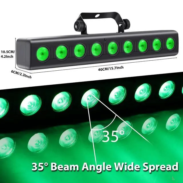 Alt view image 3 of 6 - LED Stage Wash Light Bar,50W 9 LED 4IN1 RGBW DJ Stage Lights Bar with Remote Control Sound Activated DMX Stage Light for Church Events Wedding Disco Party DJ Lights 4Pack