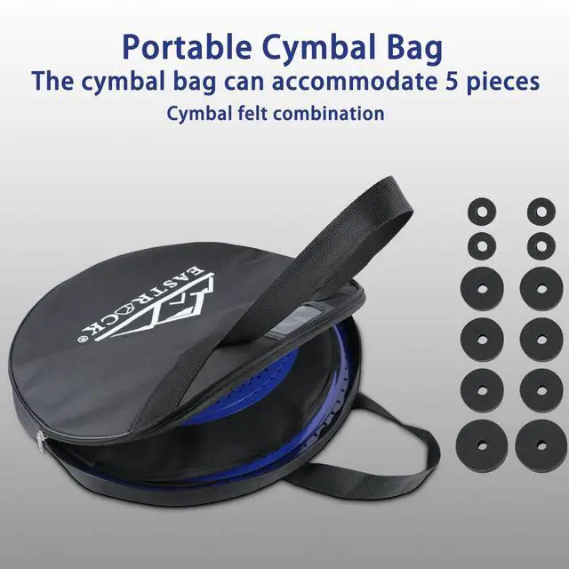 Alt view image 6 of 7 - 5 Pieces Low Volume Cymbal Pack with Cymbal Bag and Felts,Blue | Cymbals for Drum Set (14"Hi-hat+16"Crash+18"Crash+20"Ride)