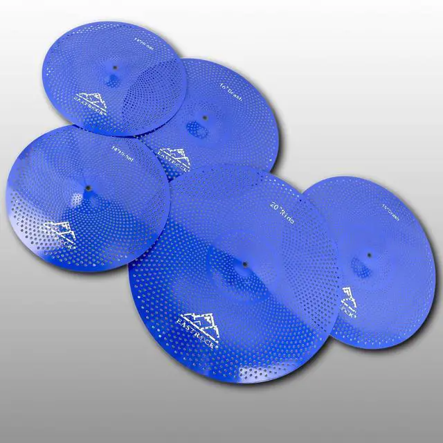 Alt view image 7 of 7 - 5 Pieces Low Volume Cymbal Pack with Cymbal Bag and Felts,Blue | Cymbals for Drum Set (14"Hi-hat+16"Crash+18"Crash+20"Ride)