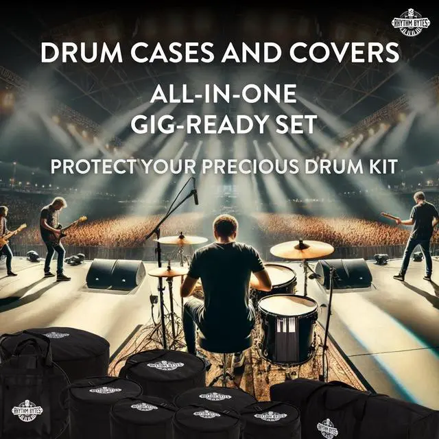 Alt view image 5 of 7 - 10-pieces Drum Cases, Professional Drum Bags set, Thick 10mm Padding, Cases for 10"/12"/13" Toms, 14" Floor Tom, 16" Floor Tom, 14" snare, 22" Kick, 46" hardware bag, 22" Cymbal Bag, Drumstick bag