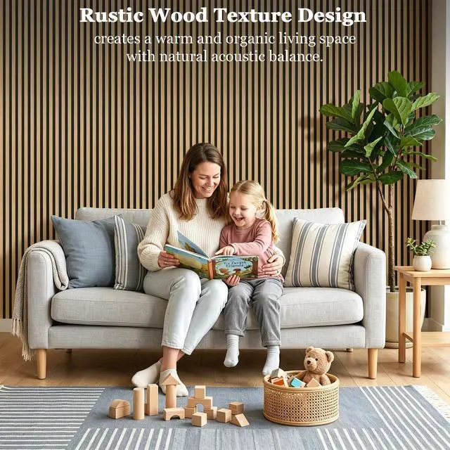 Alt view image 6 of 7 - 4-Pack Wood Veneer Acoustic Wall Panels Decorative Acoustical Panel | 47.2"×23.6" Self-Adhesive Backing Sound Absorbing Panels for Walls Decor, Office, Recording Studio, Home (Burlywood Veneer)