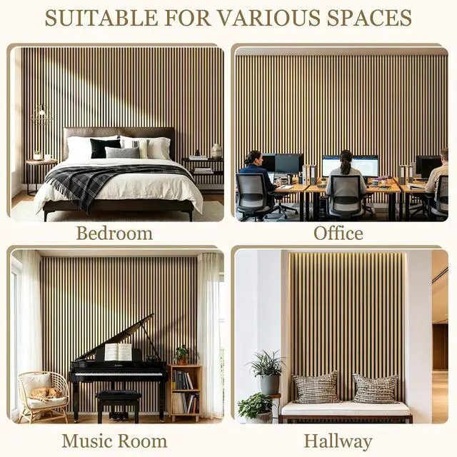 Alt view image 7 of 7 - 4-Pack Wood Veneer Acoustic Wall Panels Decorative Acoustical Panel | 47.2"×23.6" Self-Adhesive Backing Sound Absorbing Panels for Walls Decor, Office, Recording Studio, Home (Burlywood Veneer)