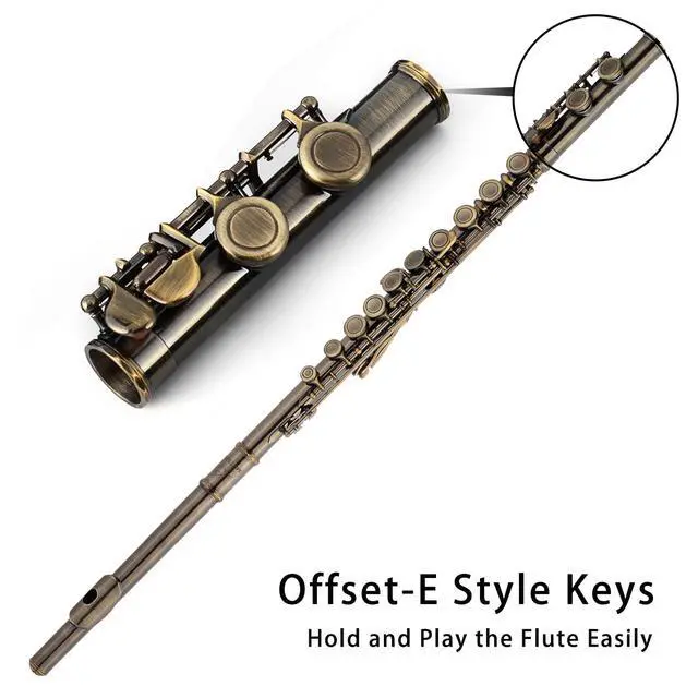 Alt view image 4 of 7 - Closed Hole Flutes C 16 Key for Beginner, Kids, Student -Antique Flute with Case Stand and Cleaning kit