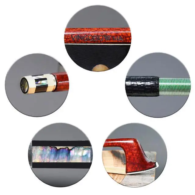 Alt view image 3 of 6 - Carbon Fiber Core Hybrid Peranmbuco Skin Violin Bow 4/4 Size 127V Master Level Fleur-de-lys Snakewood Frog 4 4 Full Straight Premium Natural Horse Hair for Porfessional Player