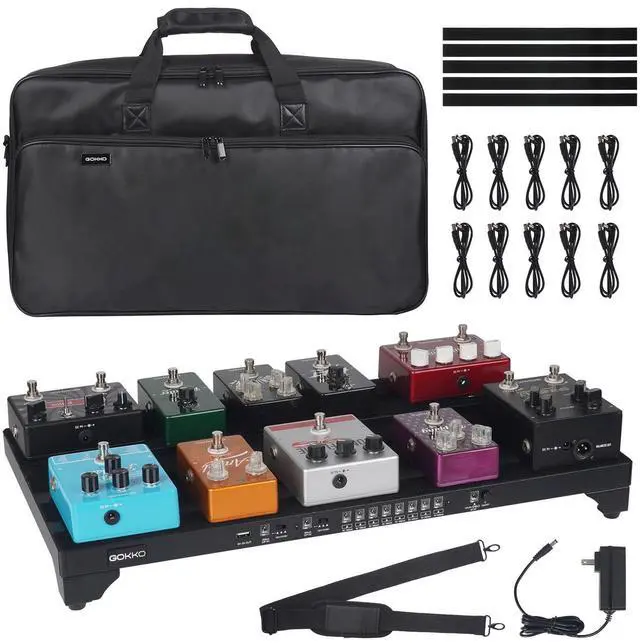Main image of Guitar Pedal Board with Built-in Power Supply 22 x 12.5 IN Aluminum Pedalboard with Carry Case (GPB-22)