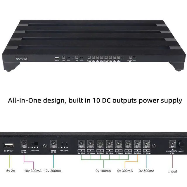 Alt view image 2 of 7 - Guitar Pedal Board with Built-in Power Supply 22 x 12.5 IN Aluminum Pedalboard with Carry Case (GPB-22)