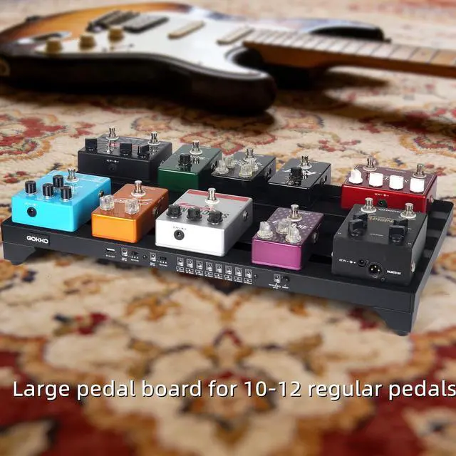 Alt view image 3 of 7 - Guitar Pedal Board with Built-in Power Supply 22 x 12.5 IN Aluminum Pedalboard with Carry Case (GPB-22)