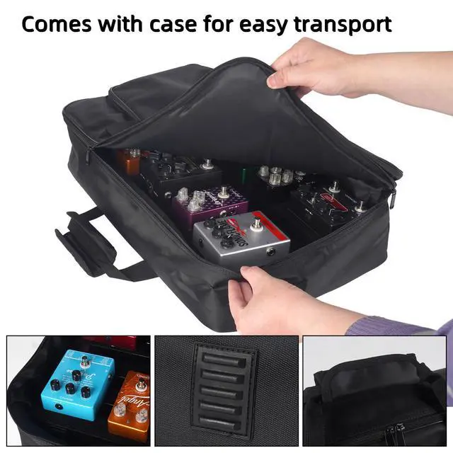 Alt view image 6 of 7 - Guitar Pedal Board with Built-in Power Supply 22 x 12.5 IN Aluminum Pedalboard with Carry Case (GPB-22)
