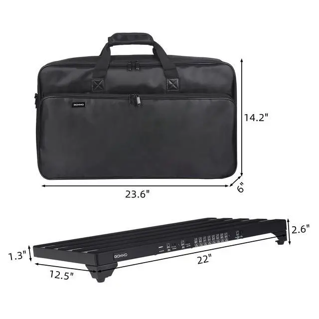 Alt view image 7 of 7 - Guitar Pedal Board with Built-in Power Supply 22 x 12.5 IN Aluminum Pedalboard with Carry Case (GPB-22)