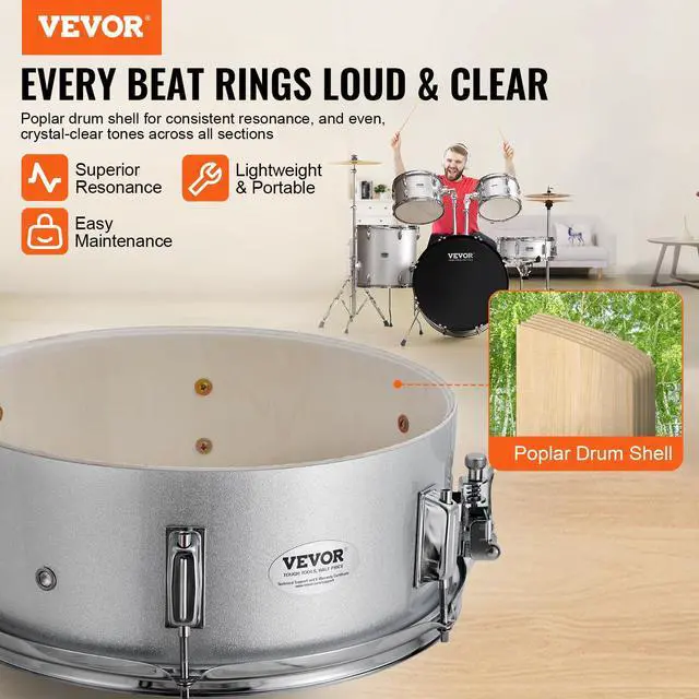 Alt view image 2 of 7 - Adult Drum Set, 5-Piece, 22 inches Complete Full Size Drum Kit with Bass Toms Snare Floor Drum Adjustable Throne Stands Cymbal Hi-Hat Pedal and Drumsticks, Beginner Drum Kit for Adults
