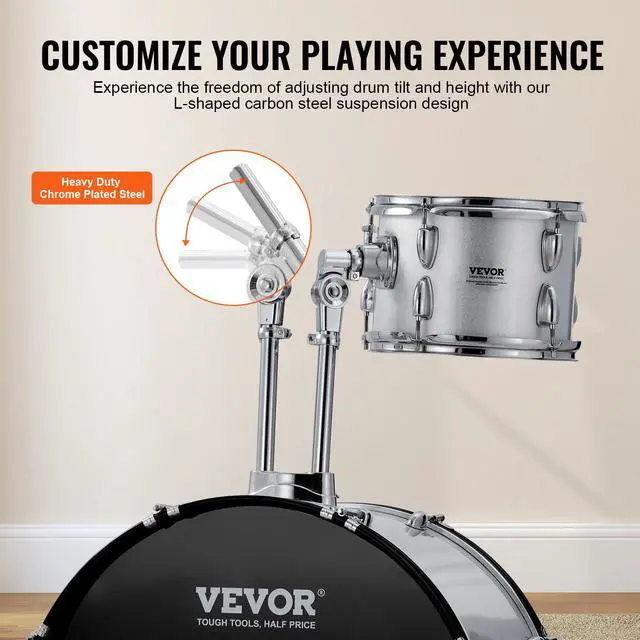 Alt view image 4 of 7 - Adult Drum Set, 5-Piece, 22 inches Complete Full Size Drum Kit with Bass Toms Snare Floor Drum Adjustable Throne Stands Cymbal Hi-Hat Pedal and Drumsticks, Beginner Drum Kit for Adults