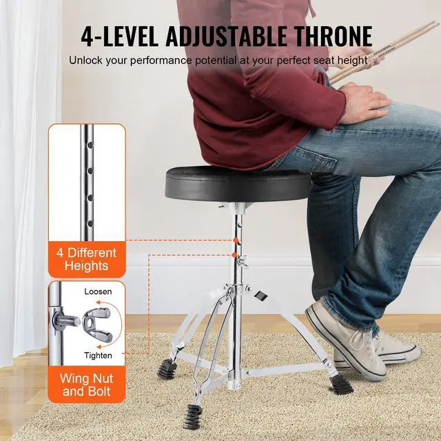 Alt view image 5 of 7 - Adult Drum Set, 5-Piece, 22 inches Complete Full Size Drum Kit with Bass Toms Snare Floor Drum Adjustable Throne Stands Cymbal Hi-Hat Pedal and Drumsticks, Beginner Drum Kit for Adults