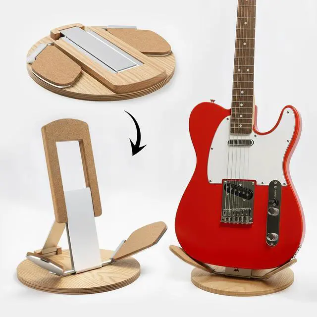 Main image of NordicStand Foldable Wooden Guitar Stand Universal Floor Stand for Acoustic, Electric, Bass & Ukulele | Portable, Foldable & Eco-Friendly (Oak)