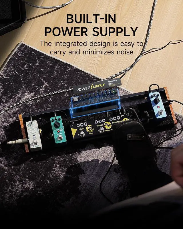 Alt view image 2 of 7 - Guitar Pedal Board with Built-in Power Supply, Aluminium Alloy Small Pedalboard, DB-P100, 2.1Lb, 19.7 * 5.0 * 1.8"