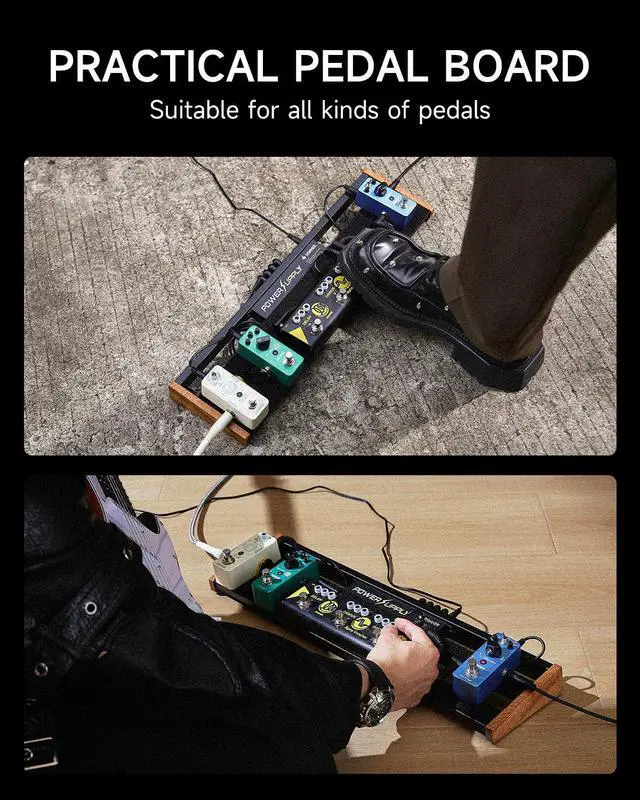 Alt view image 7 of 7 - Guitar Pedal Board with Built-in Power Supply, Aluminium Alloy Small Pedalboard, DB-P100, 2.1Lb, 19.7 * 5.0 * 1.8"