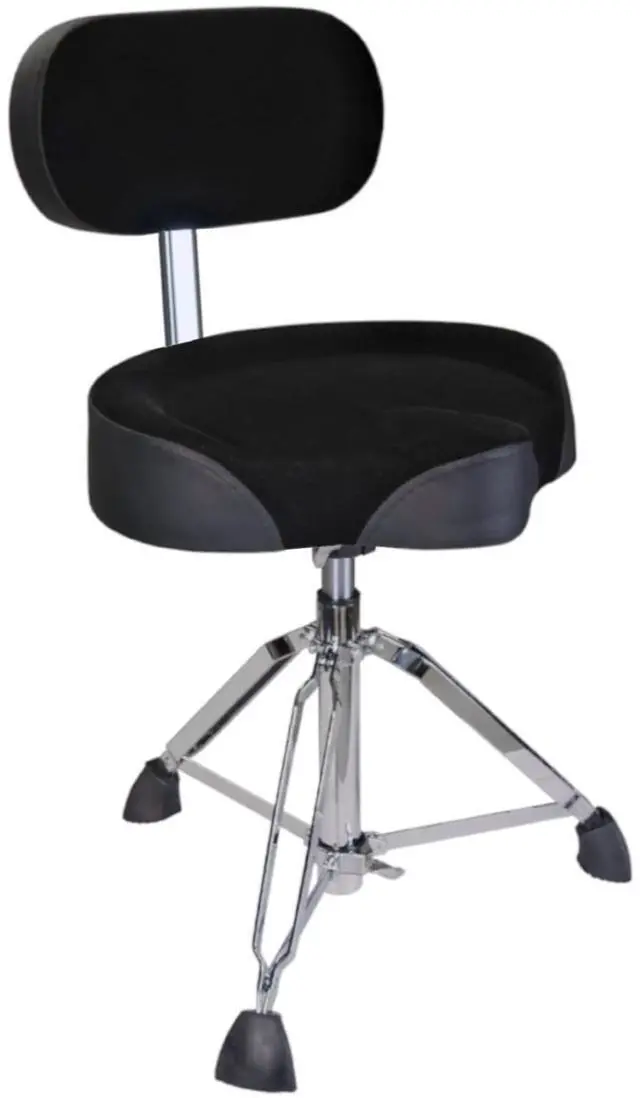 Main image of Drum Throne with Backrest, 4" Padded Drum Stool, Hydraulic Drum Seat Height Adjustable, Heavy Duty Motorcycle Style Drum Chair, Airlift Guitar Chair with Back Support, Drum Seats for Adults
