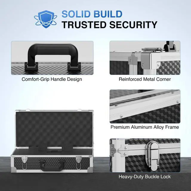 Alt view image 4 of 6 - Large Carrying Case with Customizable Pre-Diced Foam PCSE-L | Aluminum Alloy Frame, Large Gear Storage, Quad-Channel Wireless Mic Systems, Camera Gear Transport