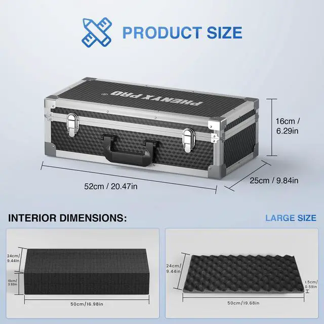 Alt view image 5 of 6 - Large Carrying Case with Customizable Pre-Diced Foam PCSE-L | Aluminum Alloy Frame, Large Gear Storage, Quad-Channel Wireless Mic Systems, Camera Gear Transport