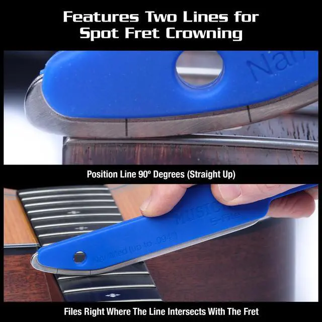 Alt view image 6 of 6 - MN850 Diamond Coated, Safe Zone Guitar Fret Crowning File & Luthier Tool (S-File)