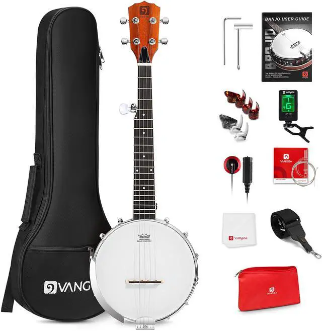 Main image of 5 String Banjo 26 Inch, MINI Travel Banjo Beginner Kit with Remo Head, Open Back & Closed Solid Back with beginner Kit, Comfortable Carrying Bag