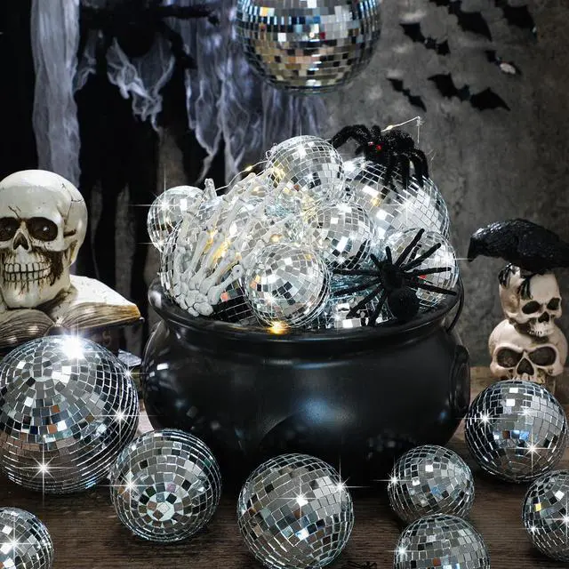 Alt view image 2 of 7 - 25 Pcs Disco Balls Decor Silver Mirror Disco Balls Hanging Decor Assorted Reflective Wedding Dance Music Festivals for Christmas Stage Club Ballroom Hall Prop (3.2'' 4'' 6'' 8'')