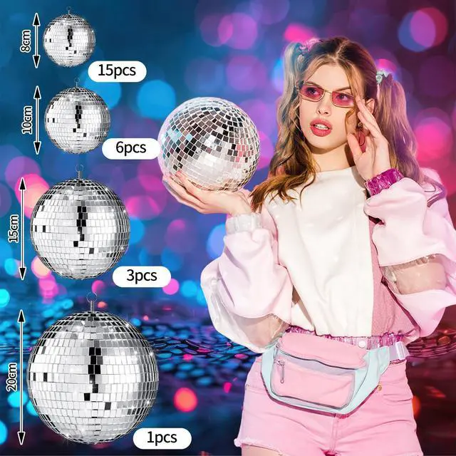 Alt view image 3 of 7 - 25 Pcs Disco Balls Decor Silver Mirror Disco Balls Hanging Decor Assorted Reflective Wedding Dance Music Festivals for Christmas Stage Club Ballroom Hall Prop (3.2'' 4'' 6'' 8'')