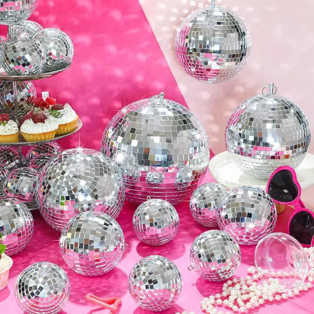 Alt view image 6 of 7 - 25 Pcs Disco Balls Decor Silver Mirror Disco Balls Hanging Decor Assorted Reflective Wedding Dance Music Festivals for Christmas Stage Club Ballroom Hall Prop (3.2'' 4'' 6'' 8'')