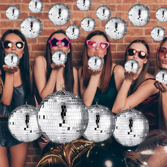 Alt view image 7 of 7 - 25 Pcs Disco Balls Decor Silver Mirror Disco Balls Hanging Decor Assorted Reflective Wedding Dance Music Festivals for Christmas Stage Club Ballroom Hall Prop (3.2'' 4'' 6'' 8'')
